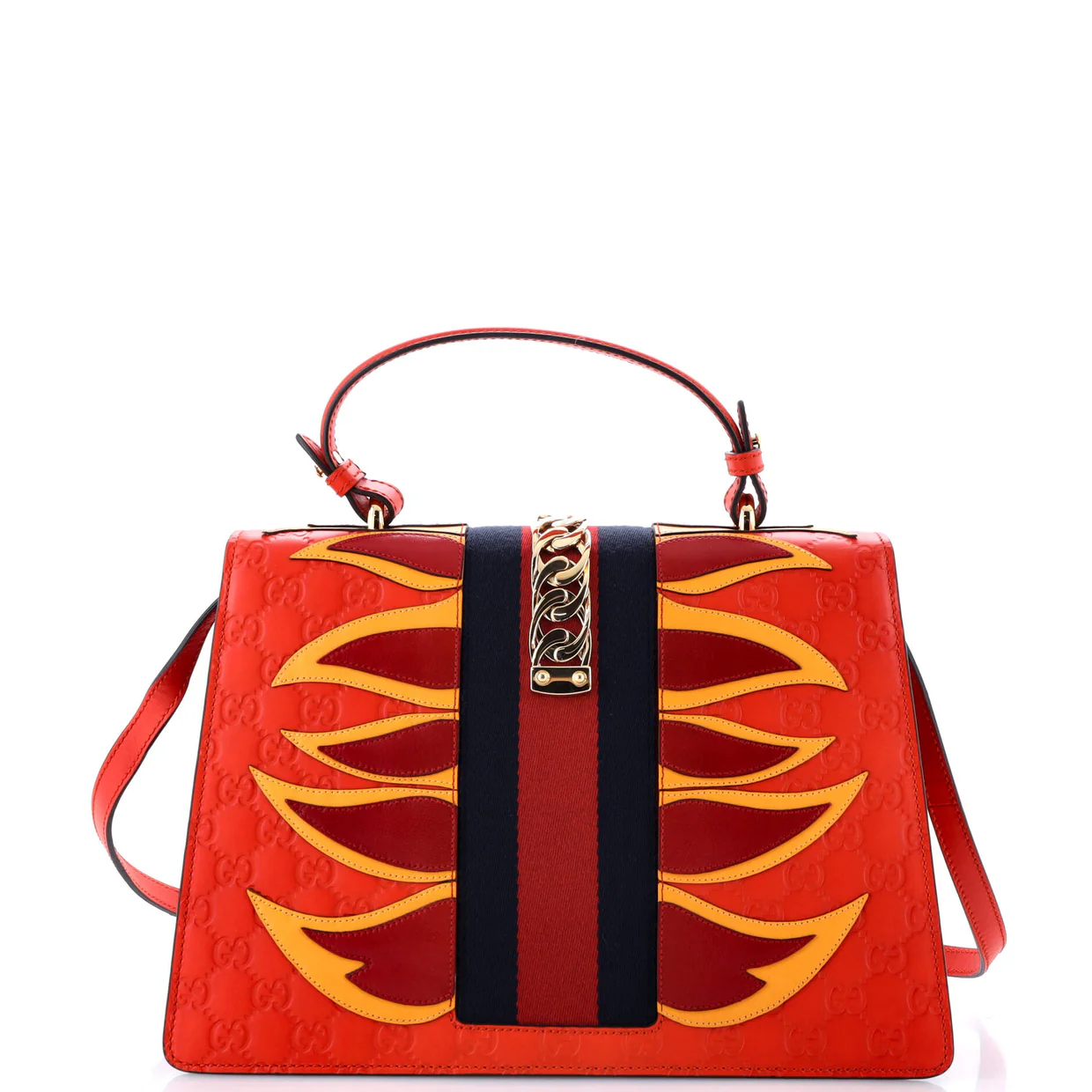 Sylvie Top Handle Bag Guccissima Leather with Applique Medium - Deep Luxury