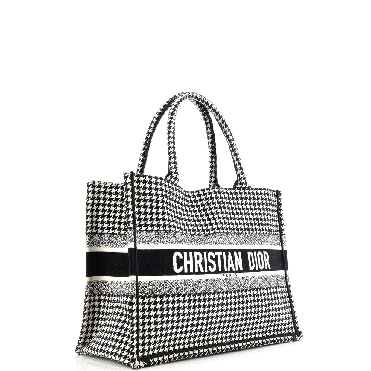 Book Tote Houndstooth Canvas Medium - Deep Luxury