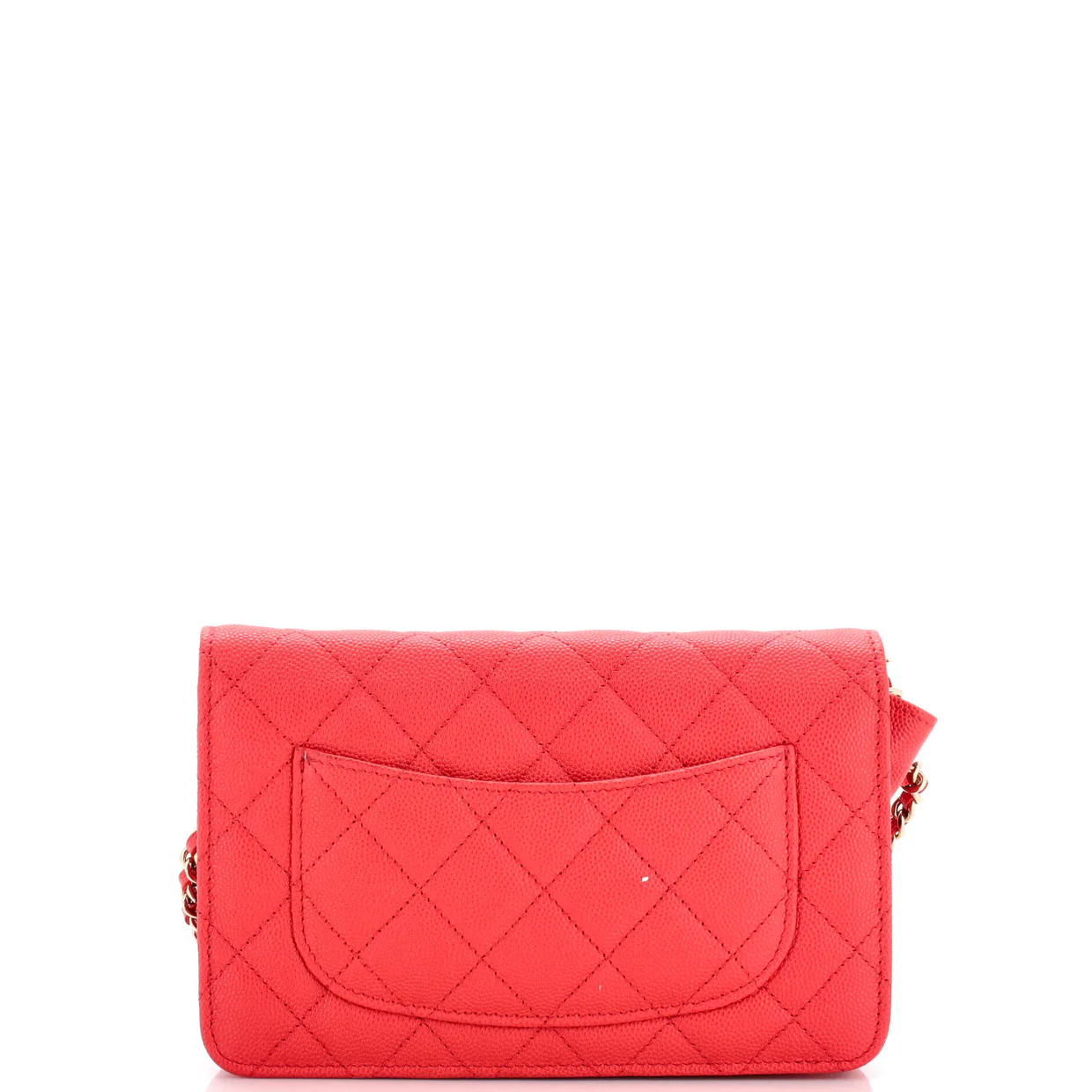 Textured CC Wallet on Chain Quilted Caviar - Deep Luxury