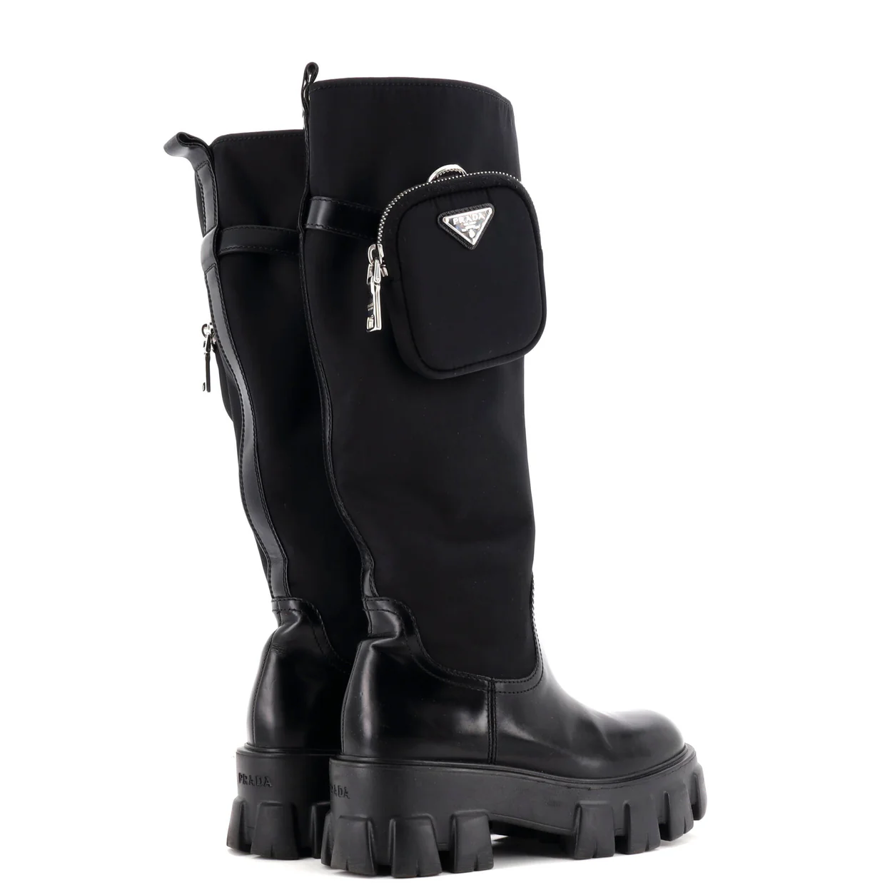 Women's Monolith Knee High Boots Nylon and Leather - Deep Luxury