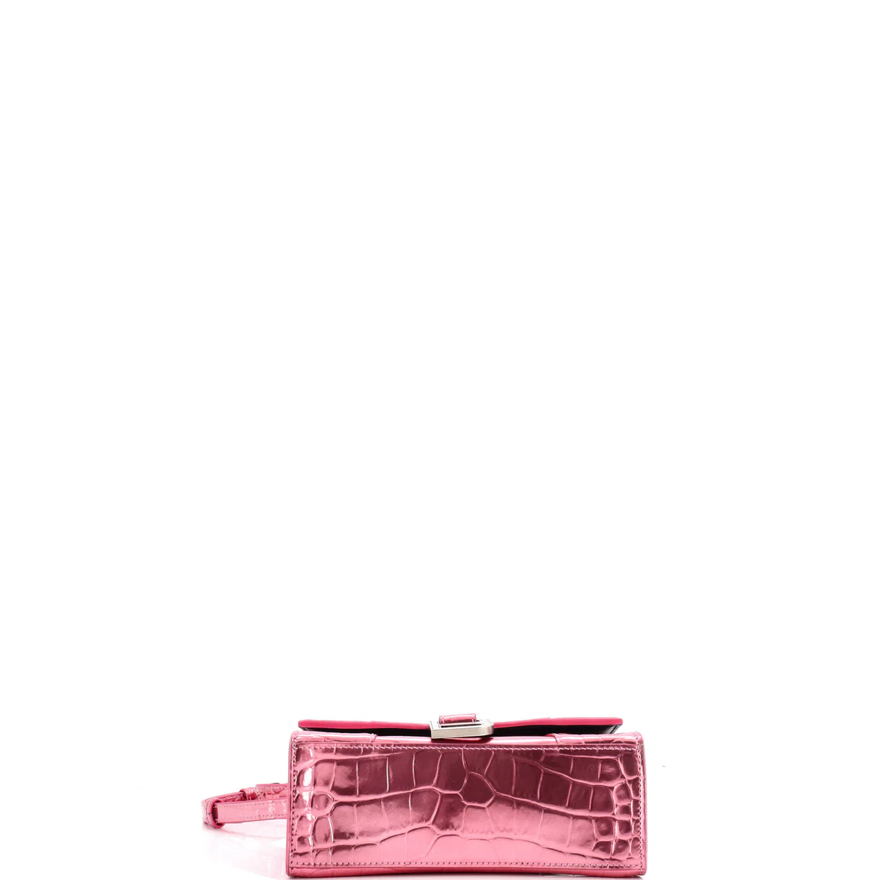 Hourglass Top Handle Bag Crocodile Embossed Leather XS - Deep Luxury