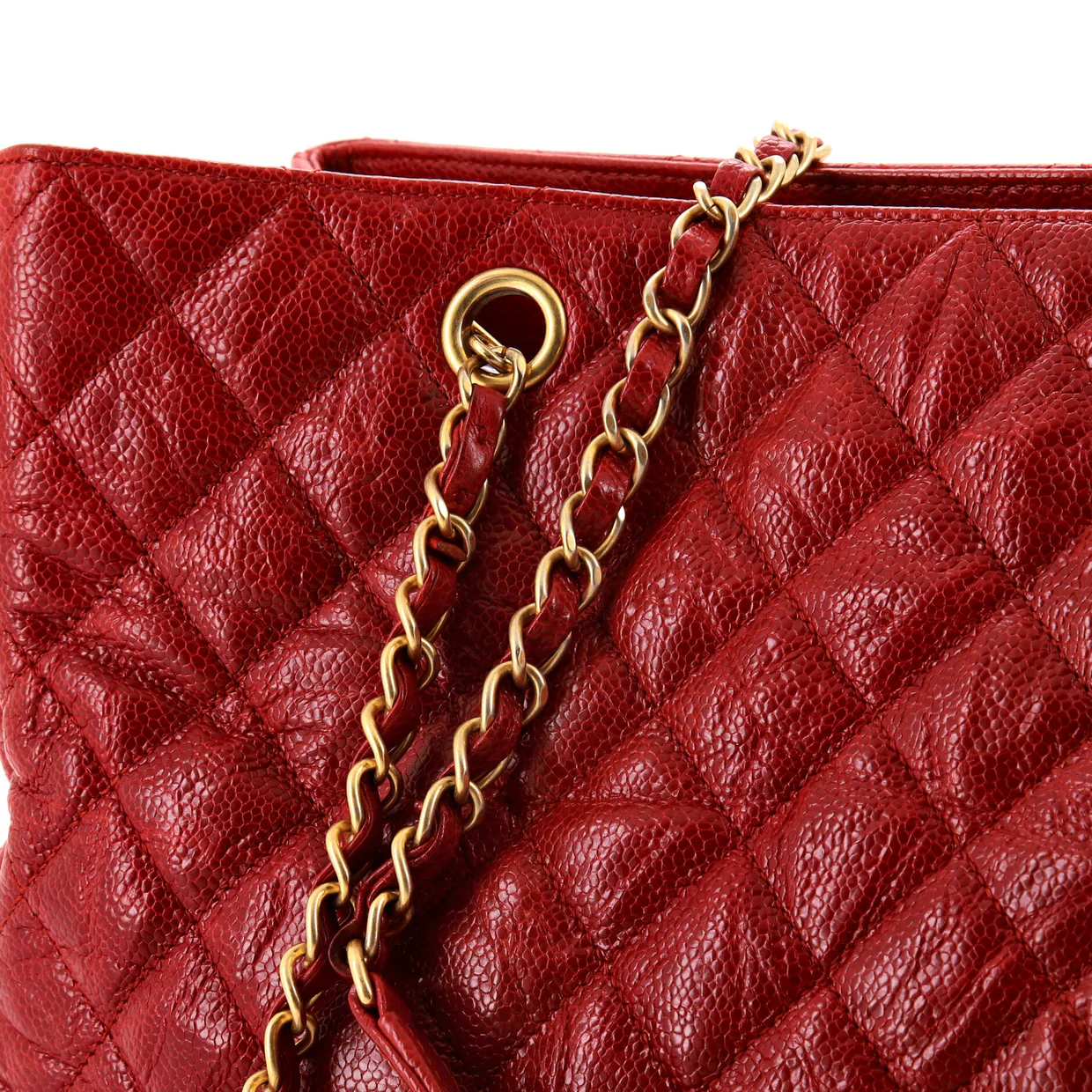 Two Tone Shopping Tote Quilted Caviar Large - Deep Luxury