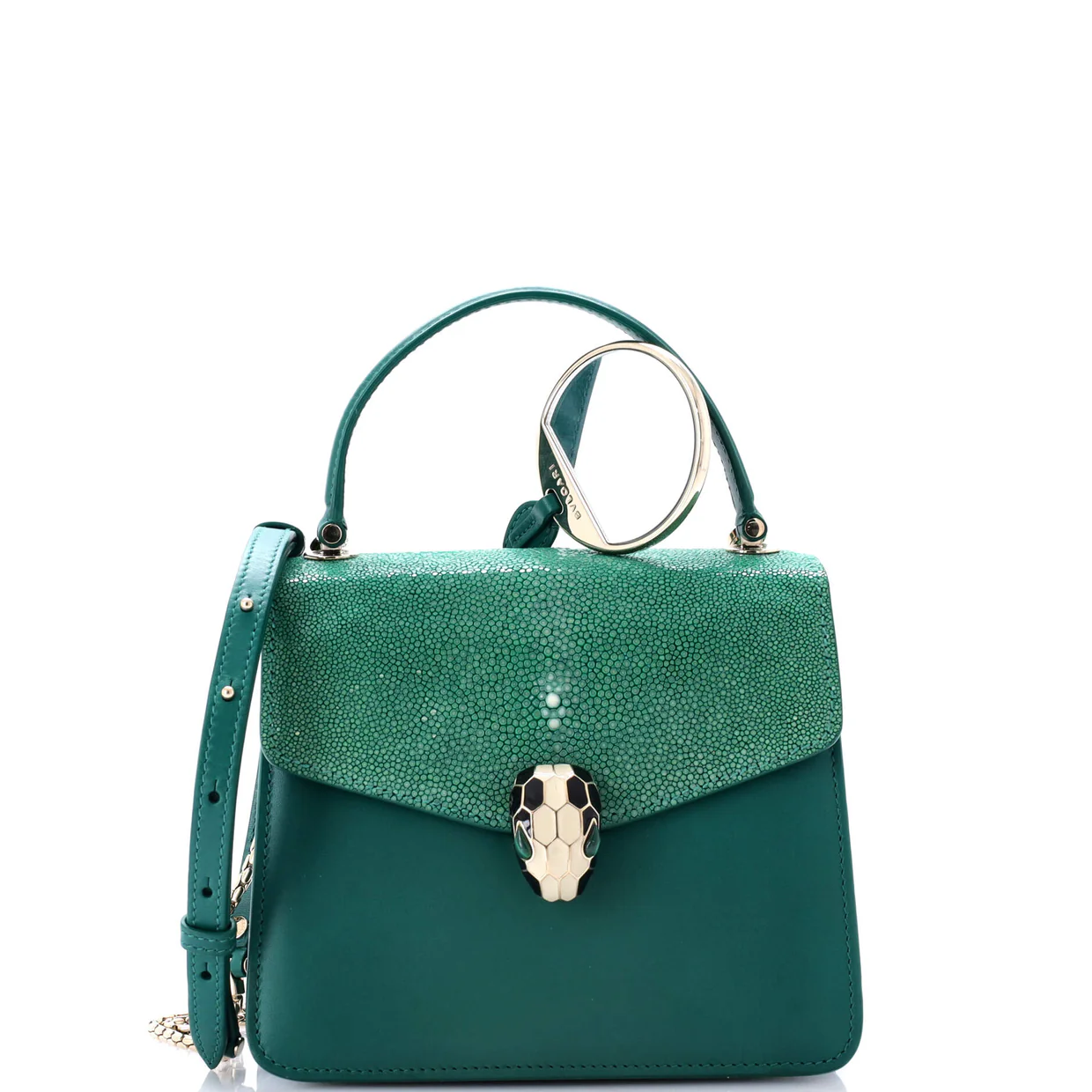 Serpenti Forever Top Handle Bag Leather and Stingray Small - Deep Luxury