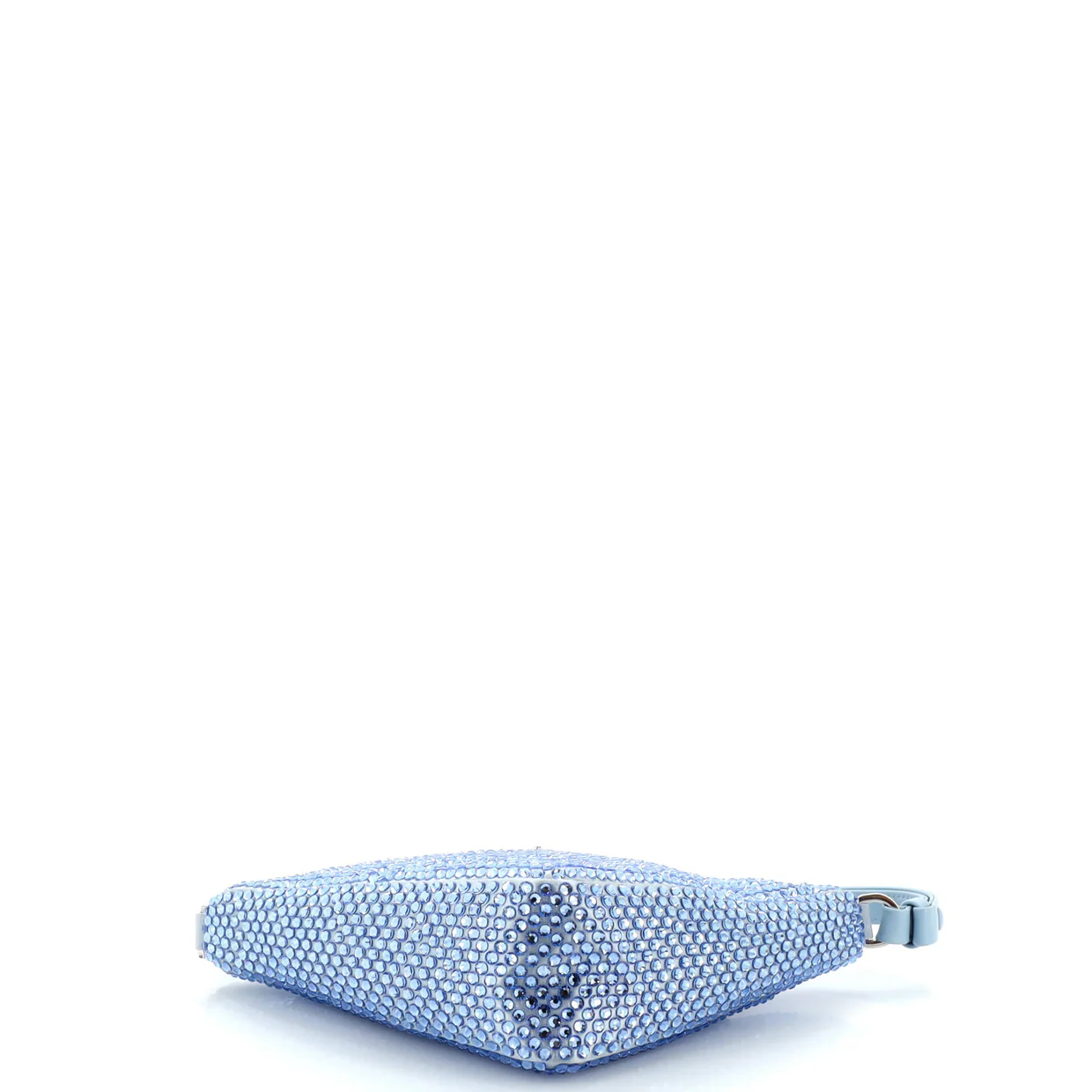 Triangle Top Handle Pouch Bag Crystal Embellished Satin Mini - Deep Luxury