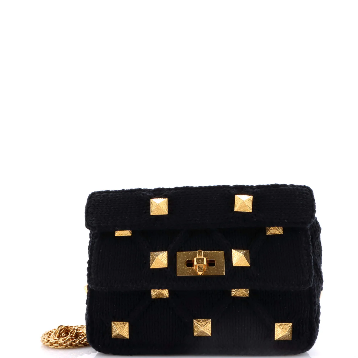 Roman Stud Flap Bag Knit Crochet Medium - Deep Luxury