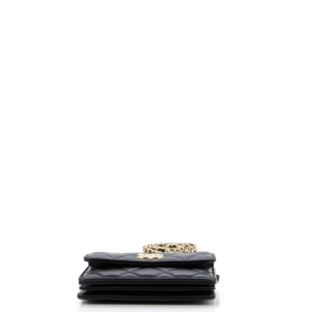 Pearl Crown Clutch with Chain Quilted Lambskin - Deep Luxury
