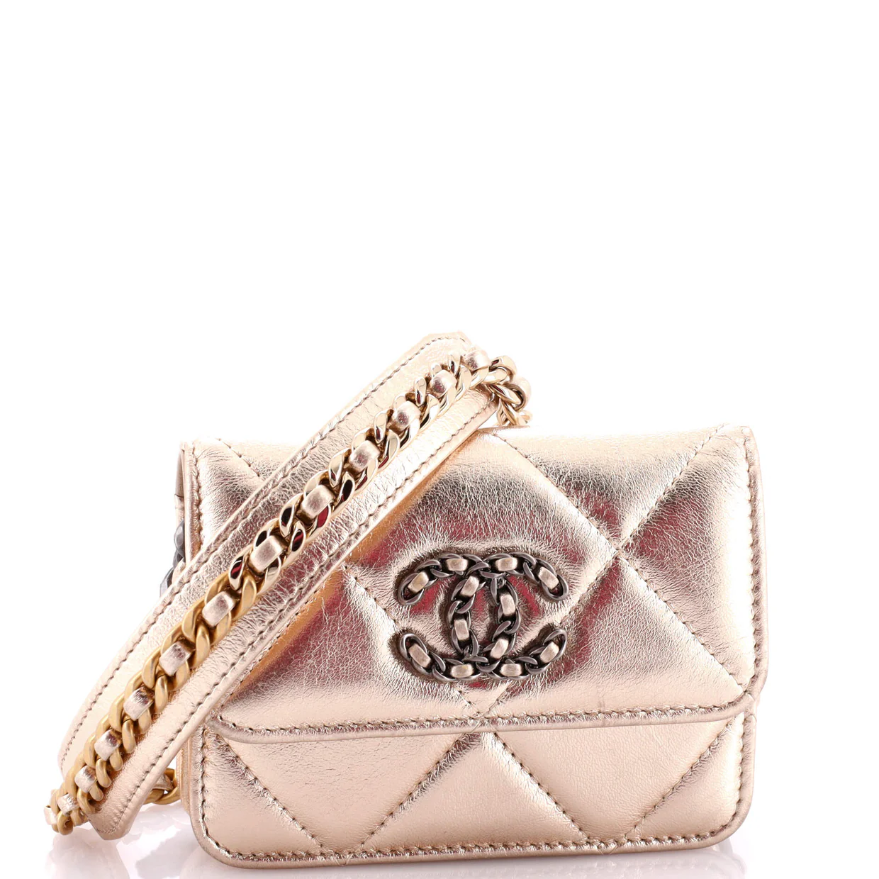 19 Flap Coin Purse With Chain Quilted Leather - Deep Luxury