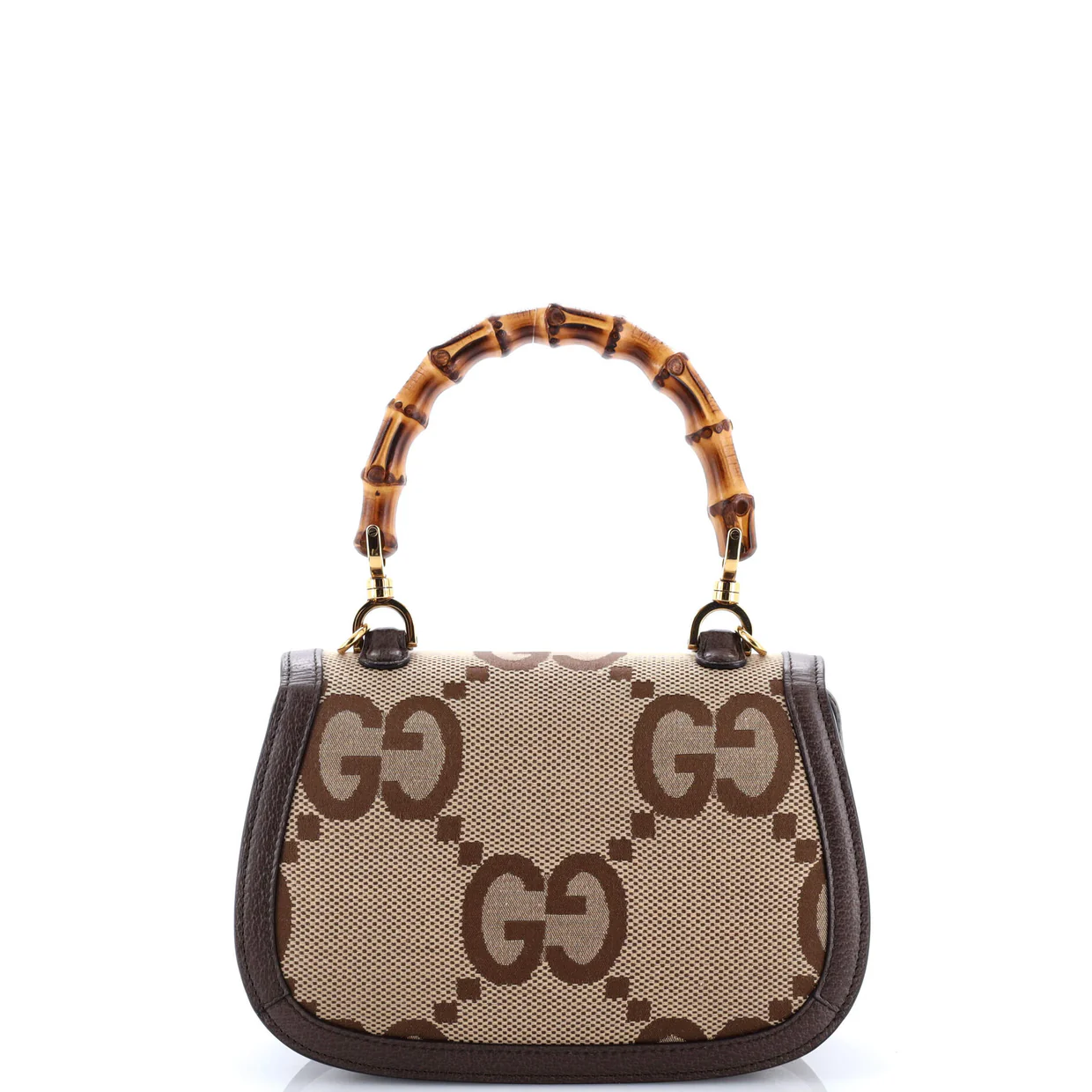 Bamboo 1947 Top Handle Bag Jumbo GG Canvas Small - Deep Luxury