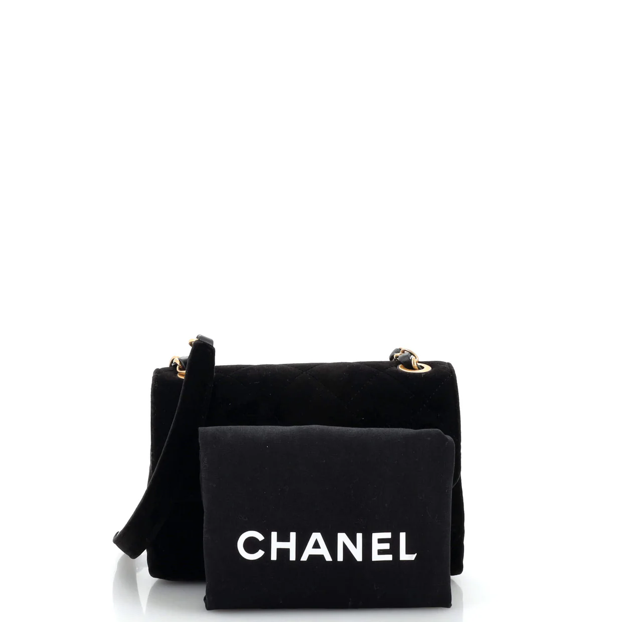 Diamond Lock CC Flap Bag Quilted Velvet with Crystals Mini - Deep Luxury