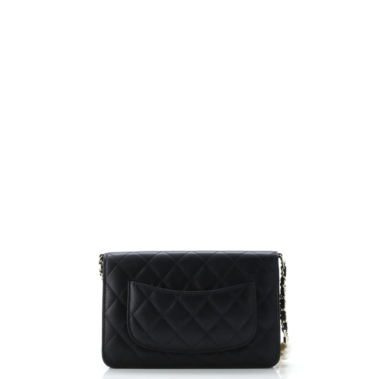 Pearl Strap CC Wallet on Chain Quilted Calfskin - Deep Luxury