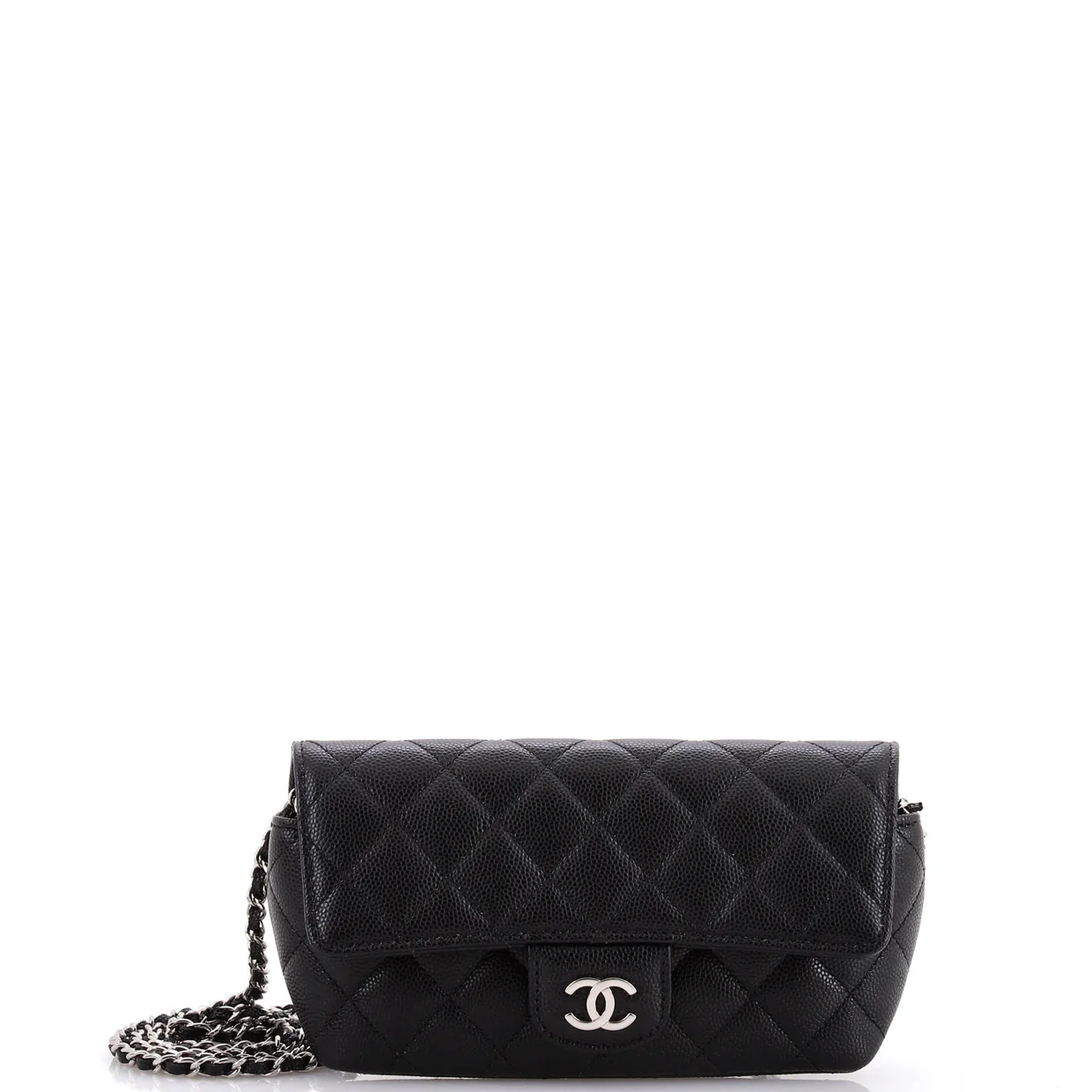 Classic Sunglasses Case with Chain Quilted Caviar - Deep Luxury