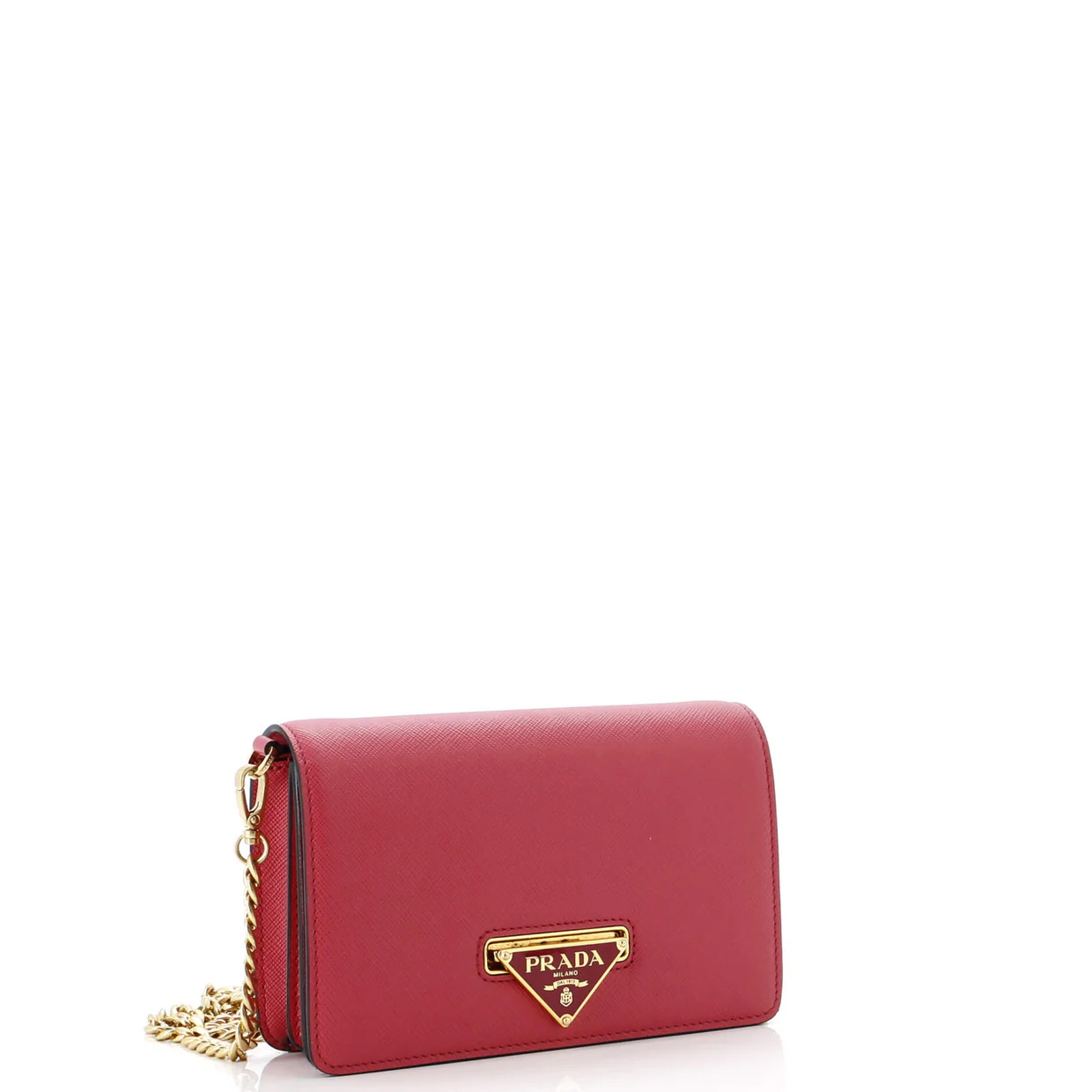 Flip Lock Wallet on Chain Clutch Saffiano Leather Small - Deep Luxury