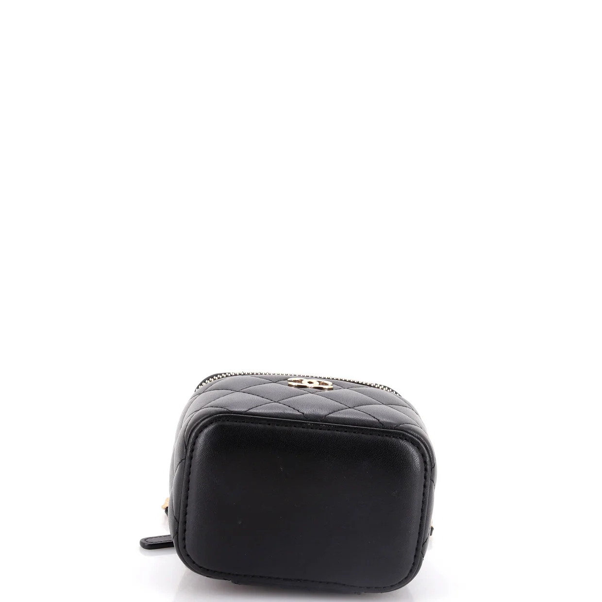 Classic Top Handle Vanity Case with Chain Quilted Lambskin Mini - Deep Luxury