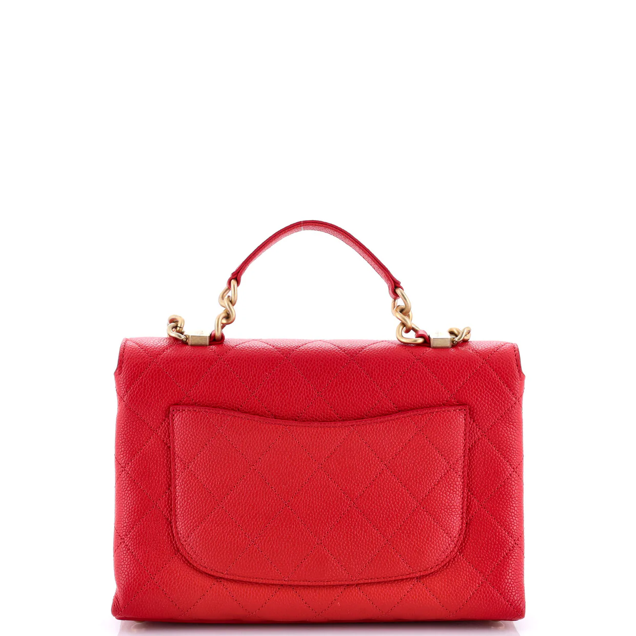 Chic Affinity Top Handle Bag Stitched Caviar Small - Deep Luxury