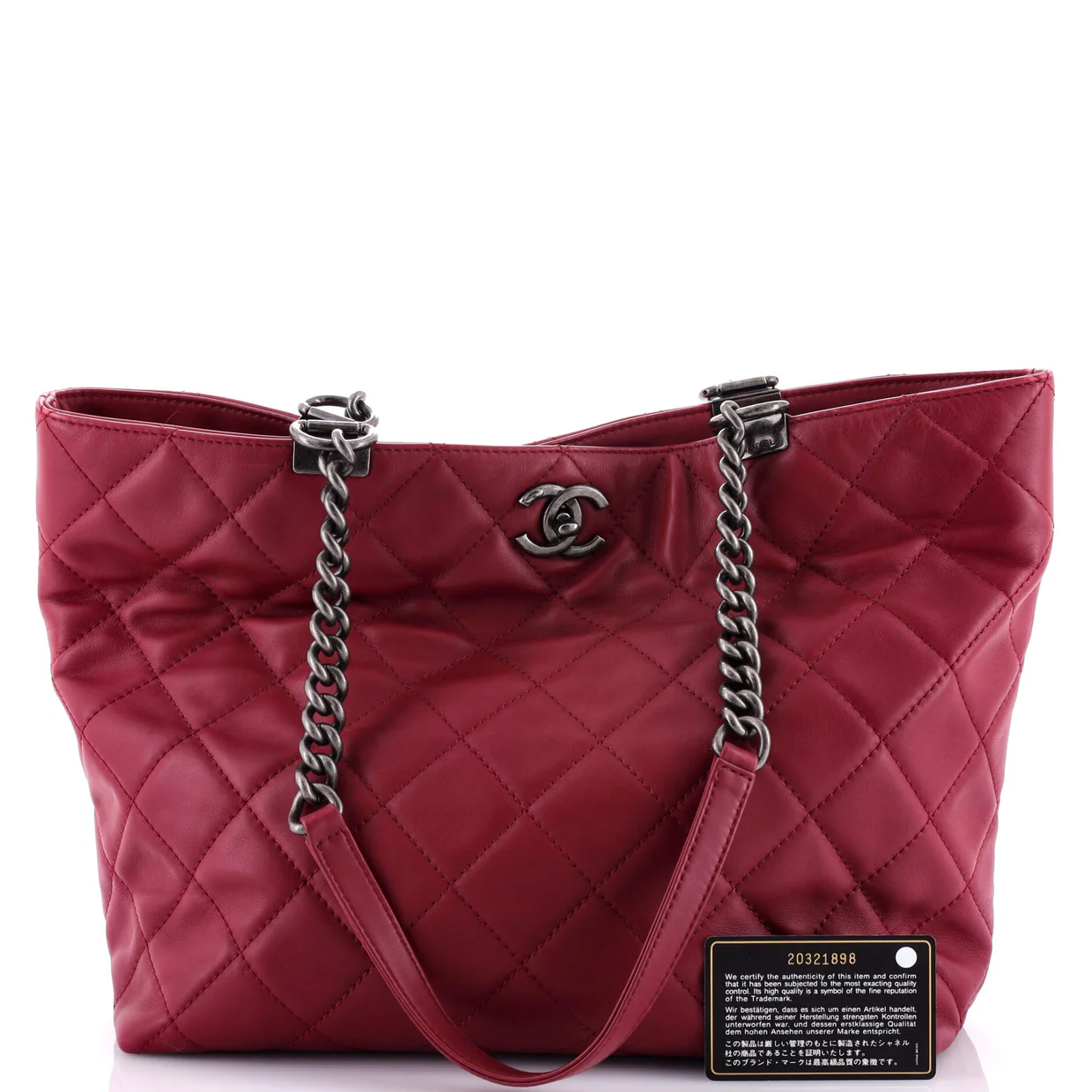 Shopping In Chains Tote Quilted Calfskin Large - Deep Luxury