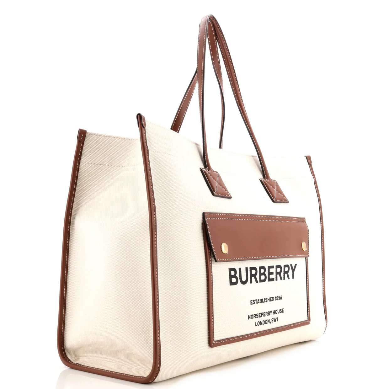 Freya Shopping Tote Canvas with Leather Medium - Deep Luxury