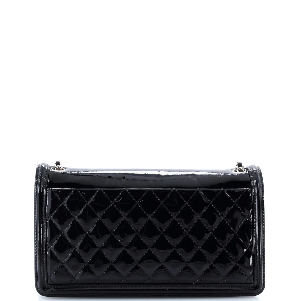 Boy Brick Flap Bag Patent with Crystal Inlaid Plexiglass Horizontal - Deep Luxury