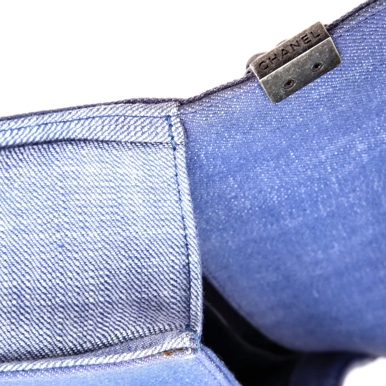 Boy Flap Bag Chevron Denim Old Medium - Deep Luxury