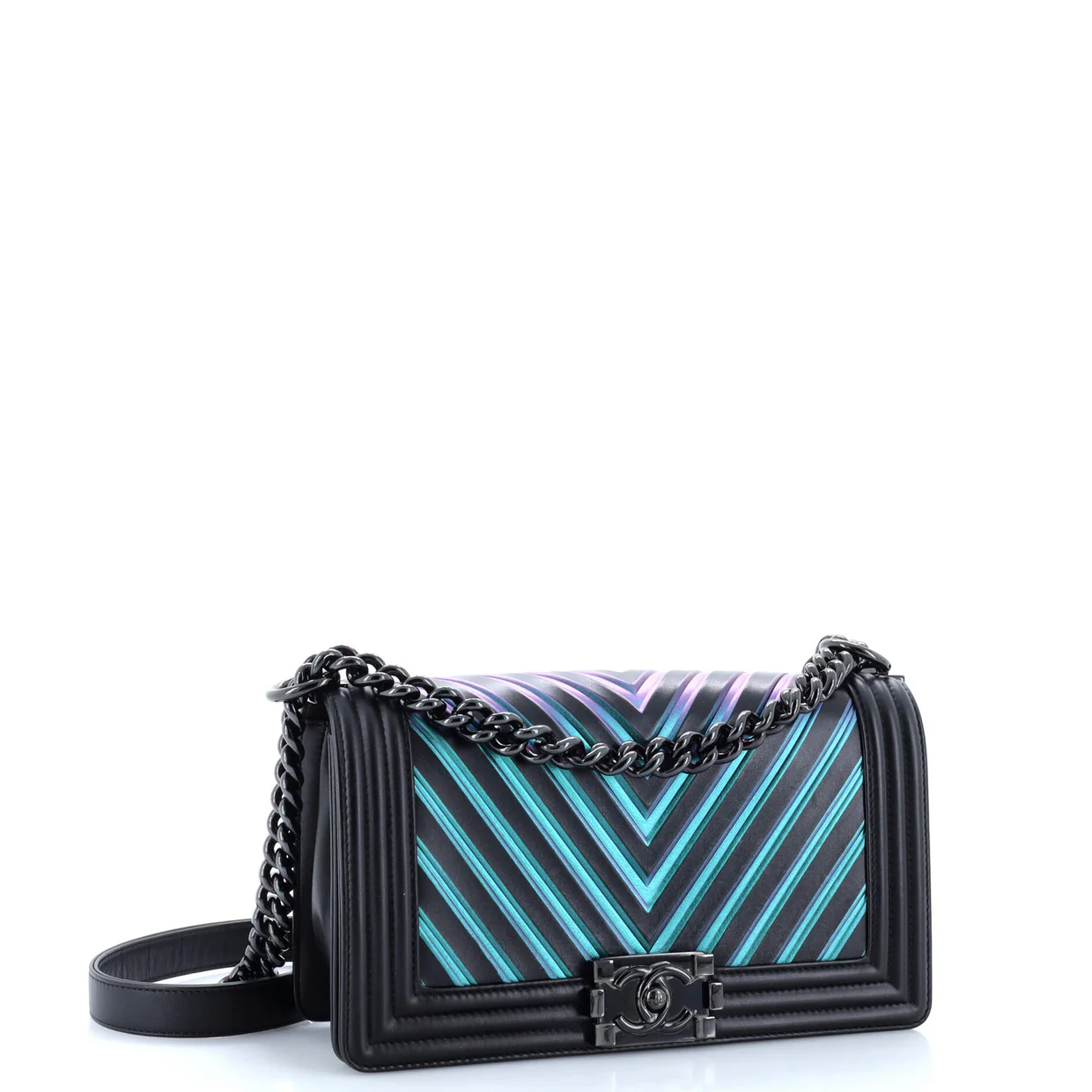 Boy Flap Bag Chevron Painted Calfskin Old Medium - Deep Luxury