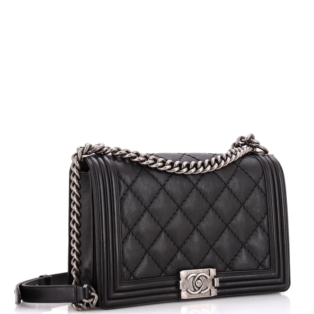 Stitch Boy Flap Bag Quilted Calfskin New Medium - Deep Luxury