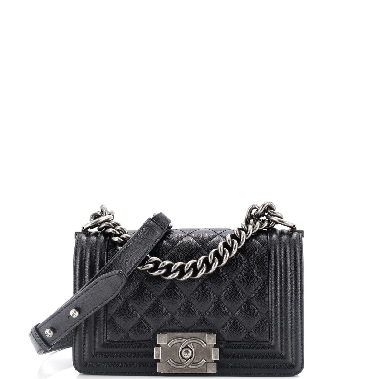 Boy Flap Bag Quilted Caviar Small - Deep Luxury