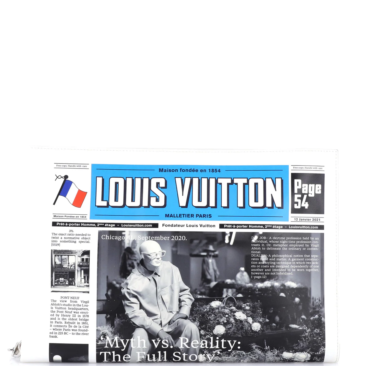 Newspaper Pouch Printed Leather - Deep Luxury