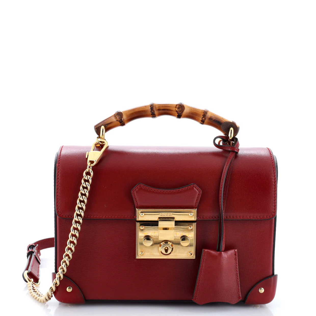 Padlock Bamboo Shoulder Bag Leather Small - Deep Luxury