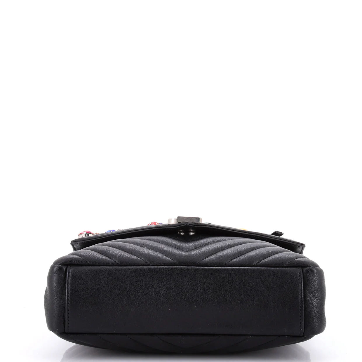 Classic Monogram College Bag Embellished Matelasse Chevron Leather Medium - Deep Luxury