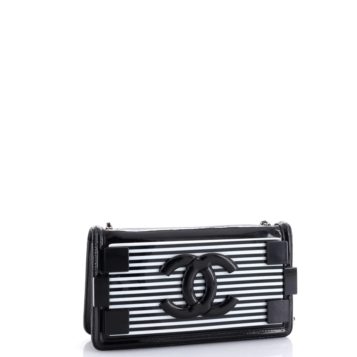 Boy Brick Flap Bag Striped Patent and Plexiglass Horizontal - Deep Luxury