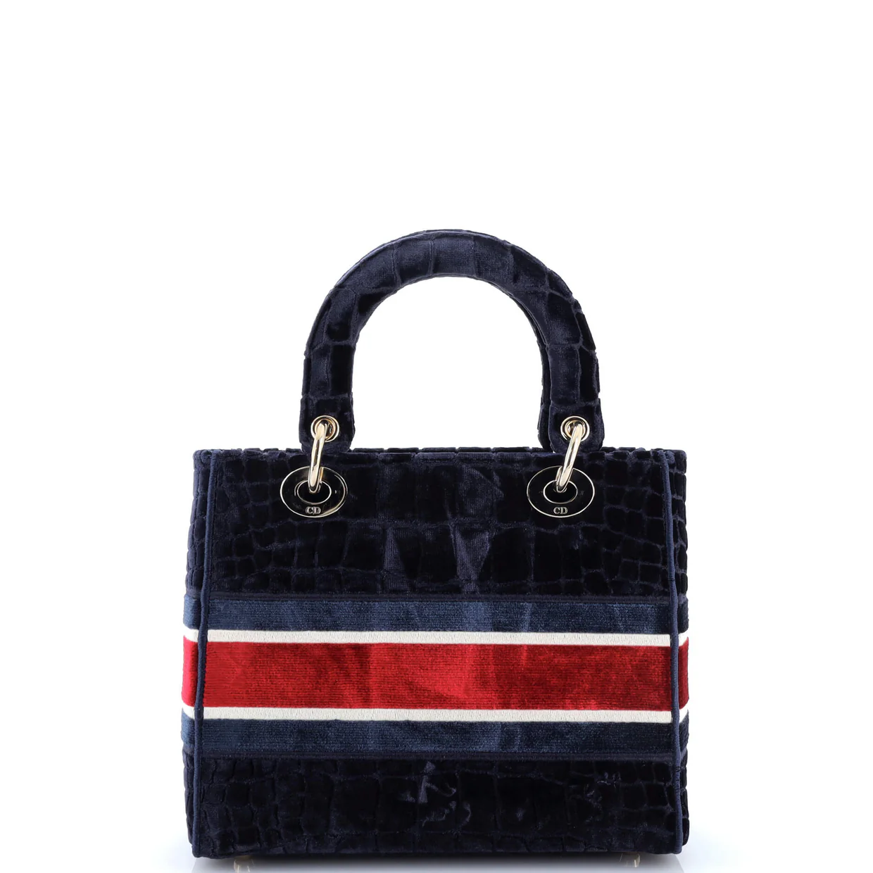 Lady D-Lite Bag Cannage Embroidered Velvet Medium - Deep Luxury