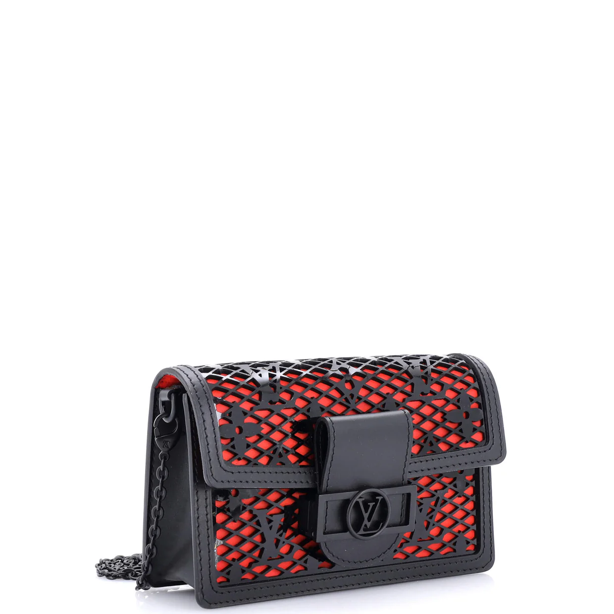 Dauphine Chain Wallet Monogram Lace Patent - Deep Luxury