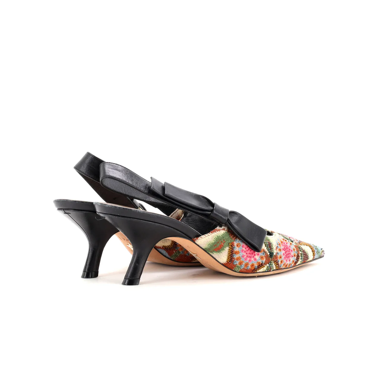 Women's J'Adior Slingback Pumps Flower Embroidered Leather 65 - Deep Luxury