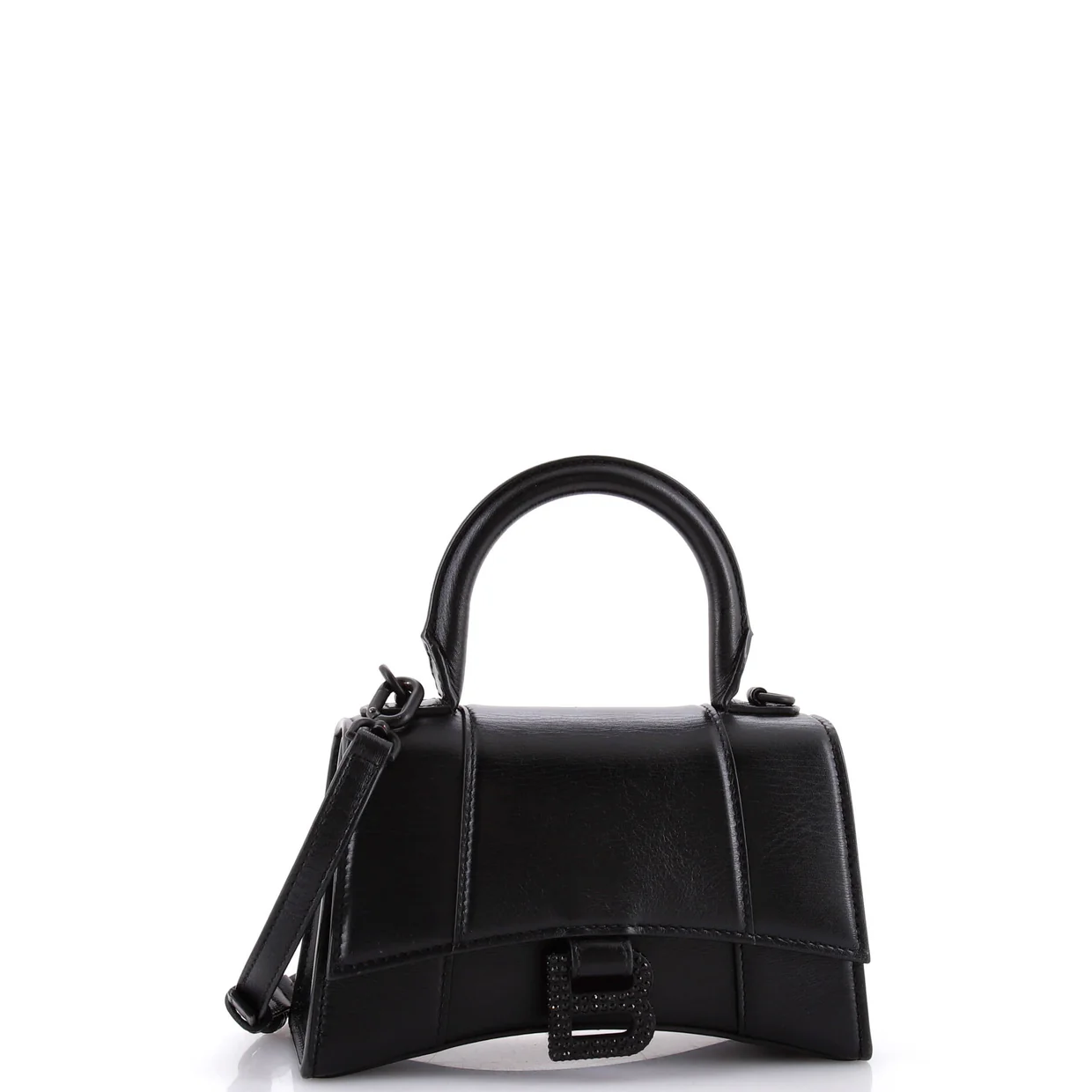 Hourglass Top Handle Bag Leather with Crystals XS - Deep Luxury