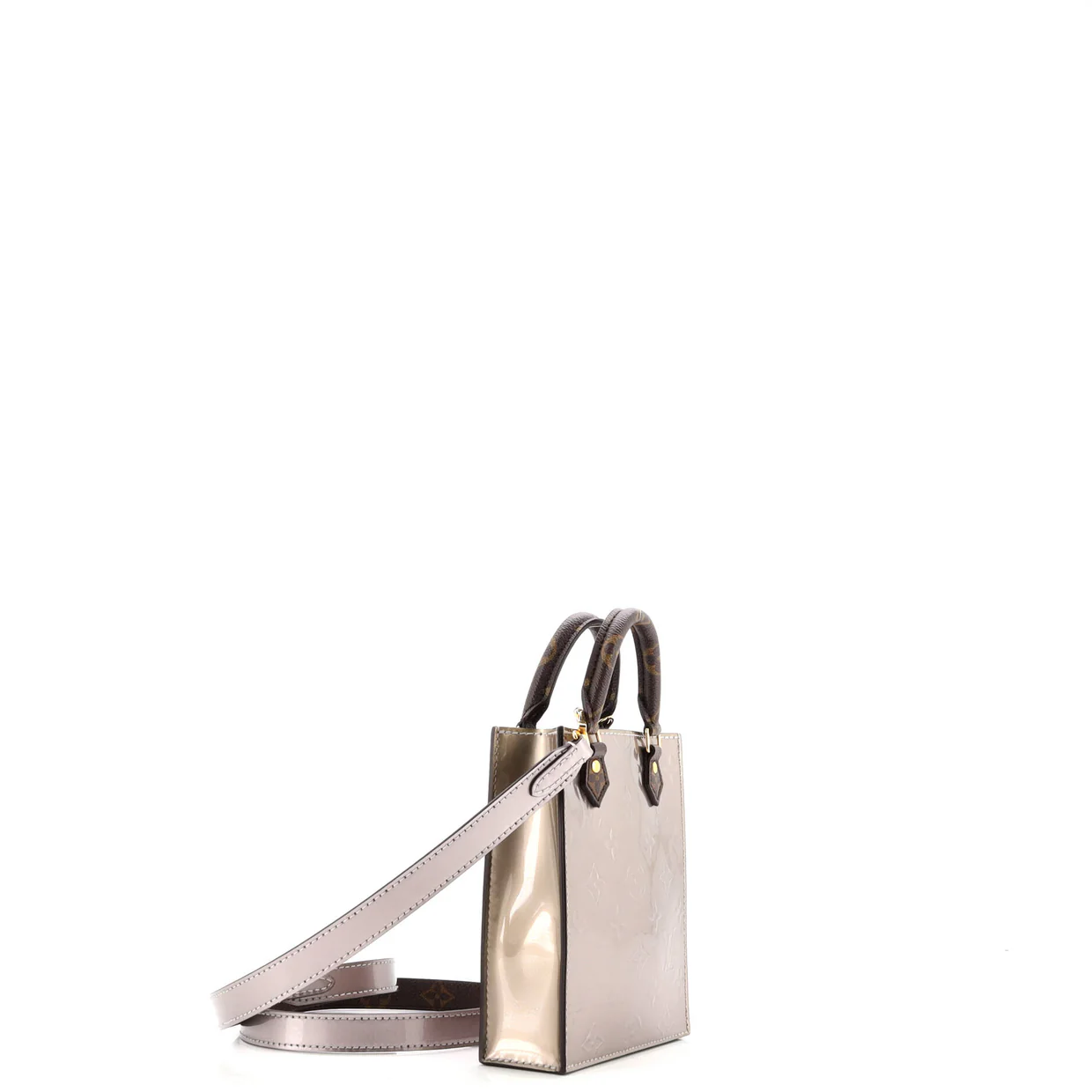 Petit Sac Plat Bag Monogram Vernis with Monogram Canvas - Deep Luxury