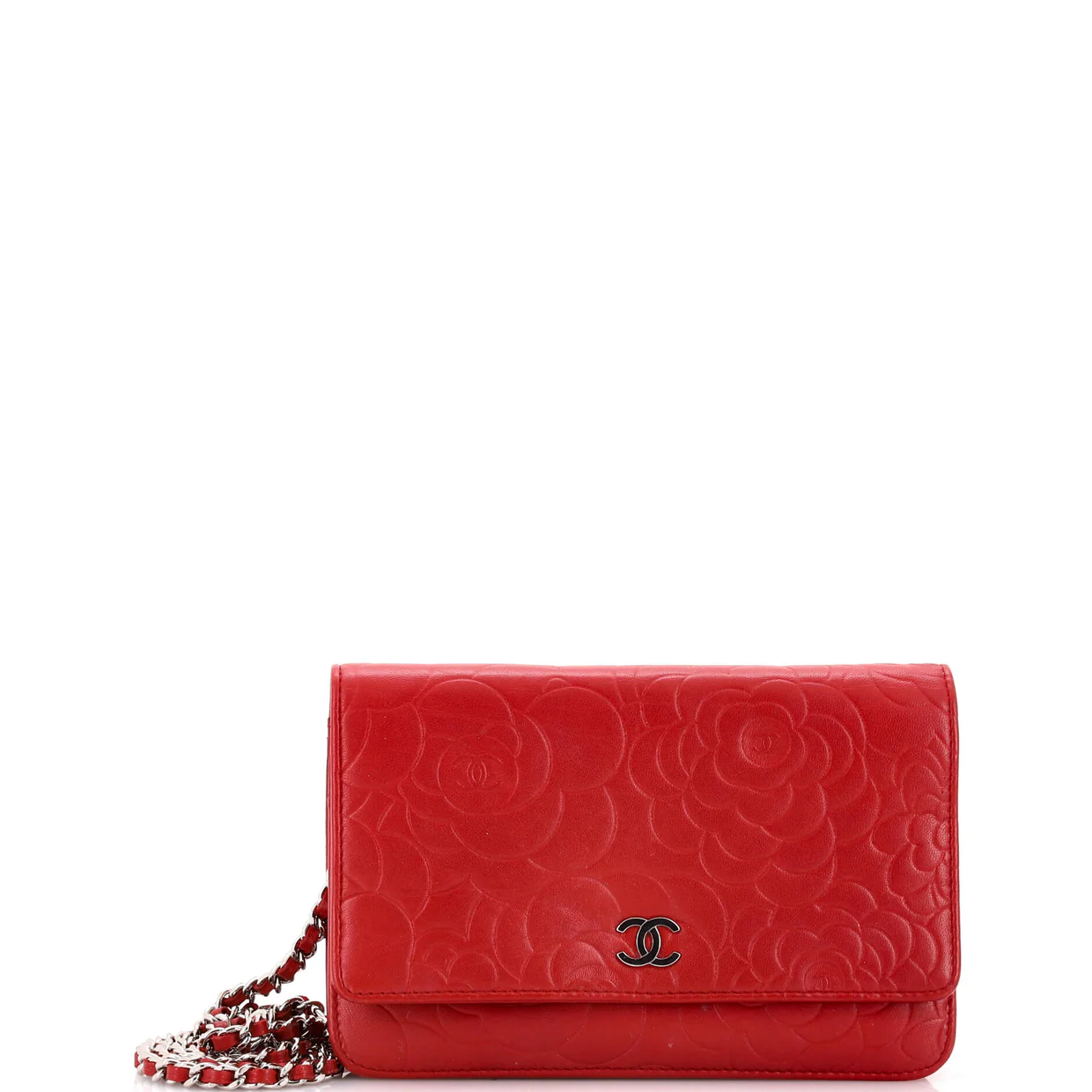 Wallet on Chain Camellia Lambskin - Deep Luxury