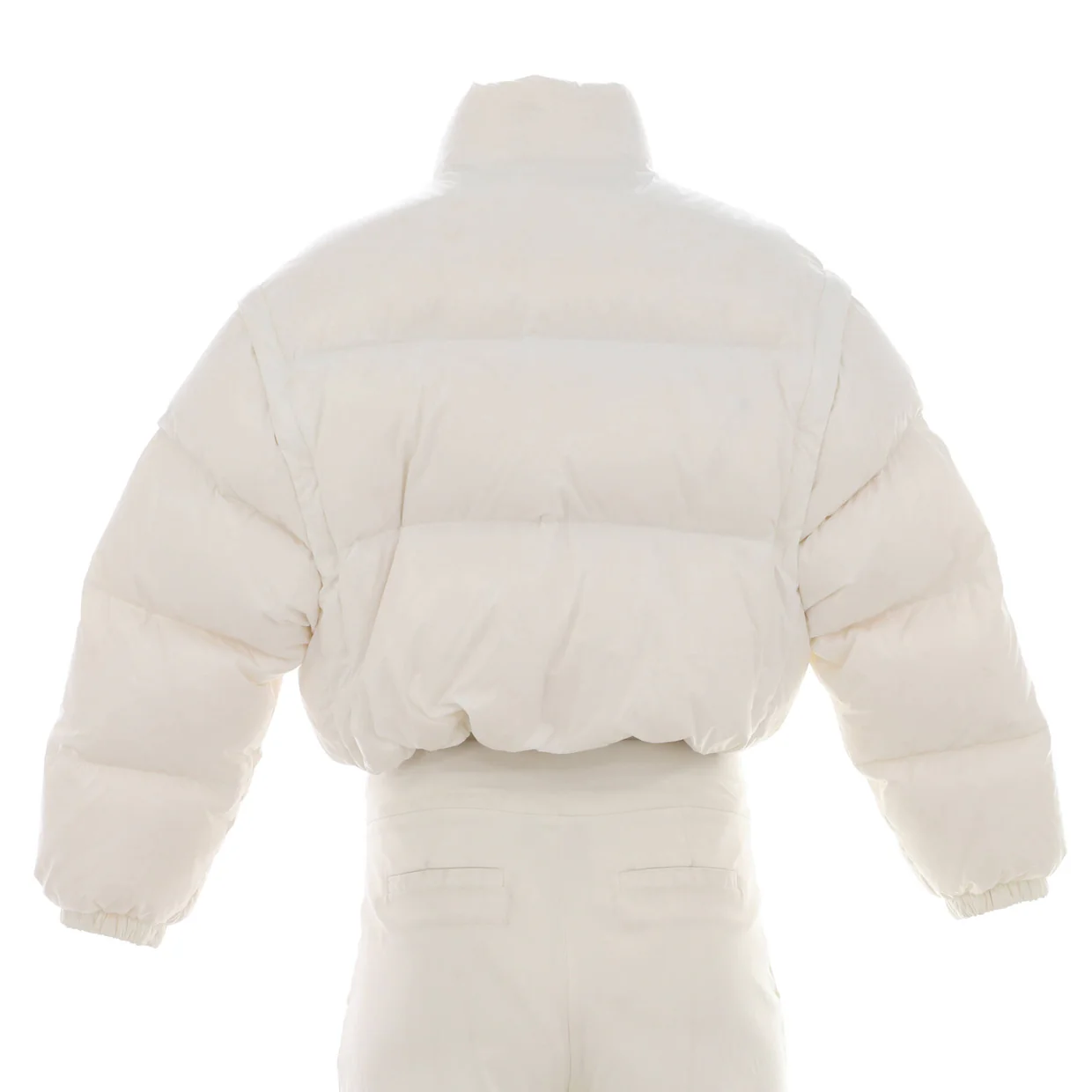 Women's Convertible Cropped Puffer Jacket Quilted Nylon with Down - Deep Luxury