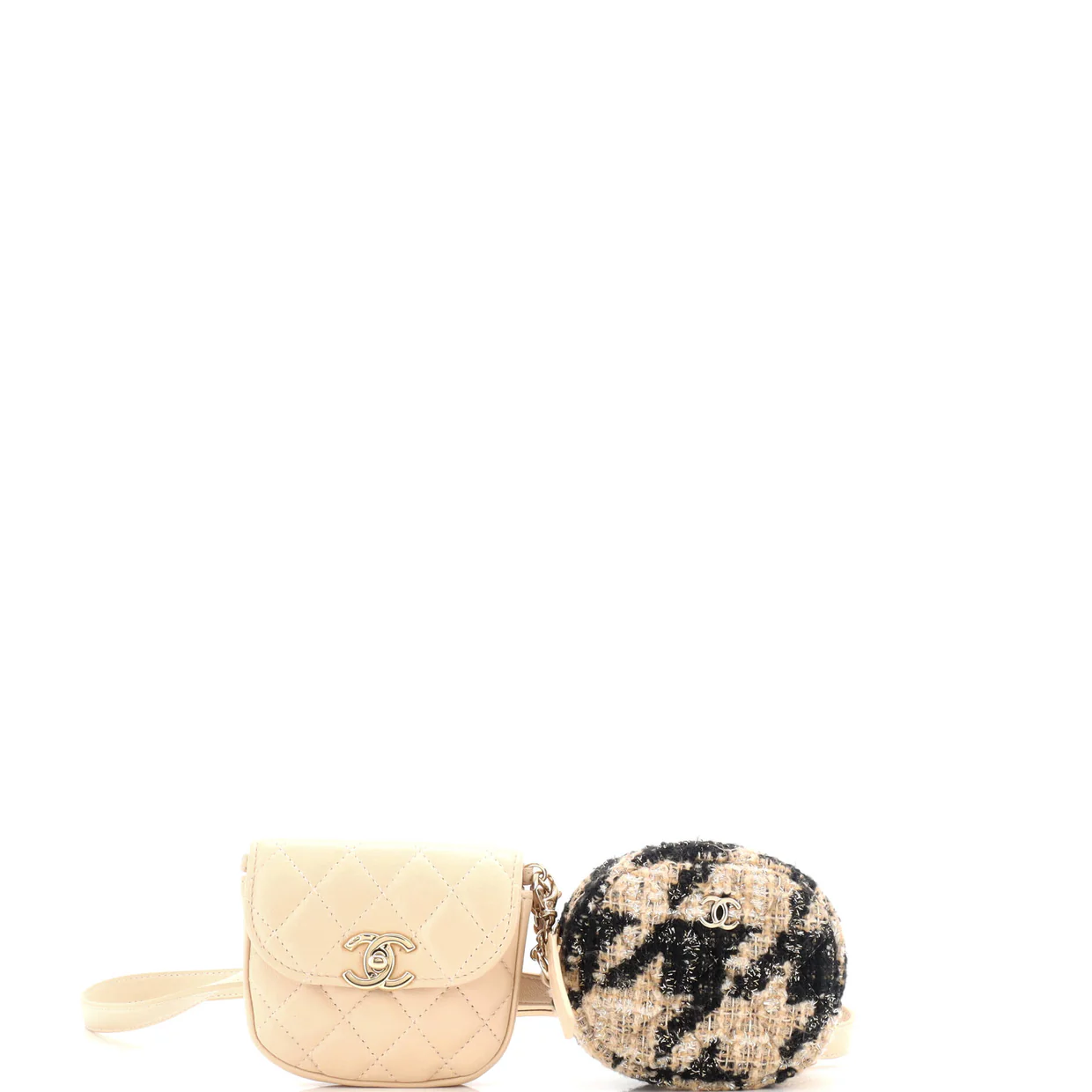 CC Waist Bag with Coin Purse Quilted Lambskin and Tweed - Deep Luxury