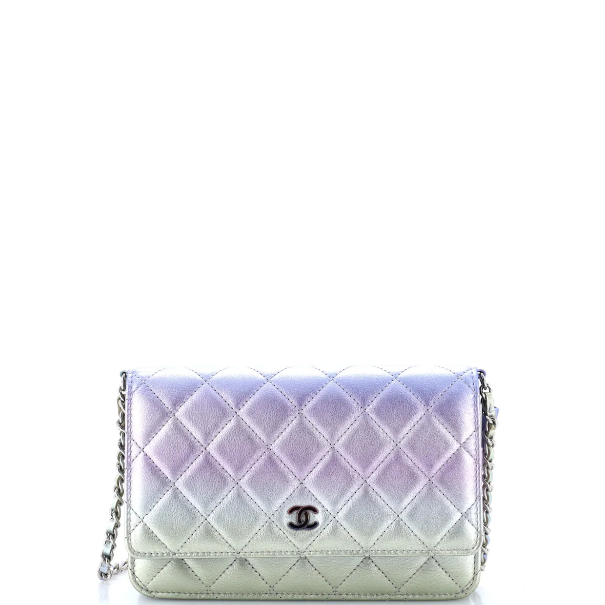 Wallet on Chain Quilted Gradient Metallic Calfskin with Gradient Hardware - Deep Luxury