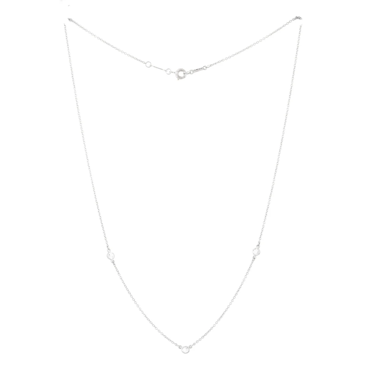 Elsa Peretti Diamonds by the Yard 3 Stone Necklace Platinum and Diamonds 0.30CT - Deep Luxury