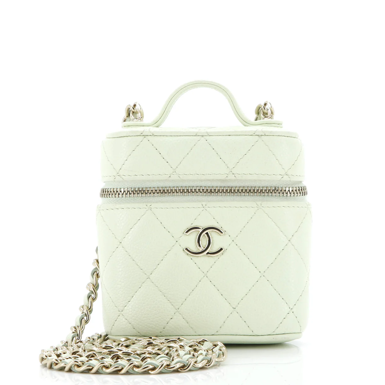 Handle with Care Vanity Case with Chain Quilted Caviar - Deep Luxury