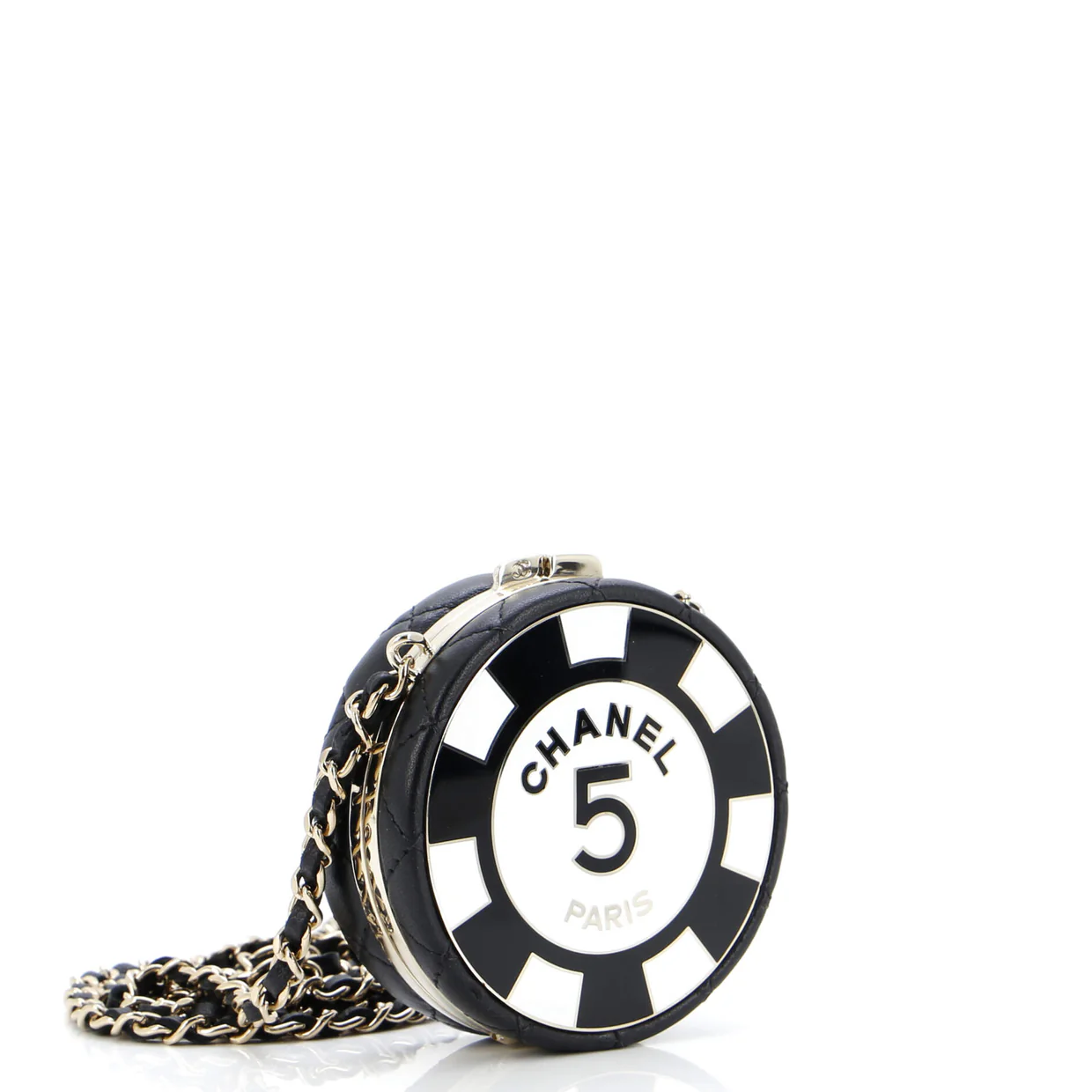 Poker Chip Clutch With Chain Quilted Lambskin with Enamel - Deep Luxury