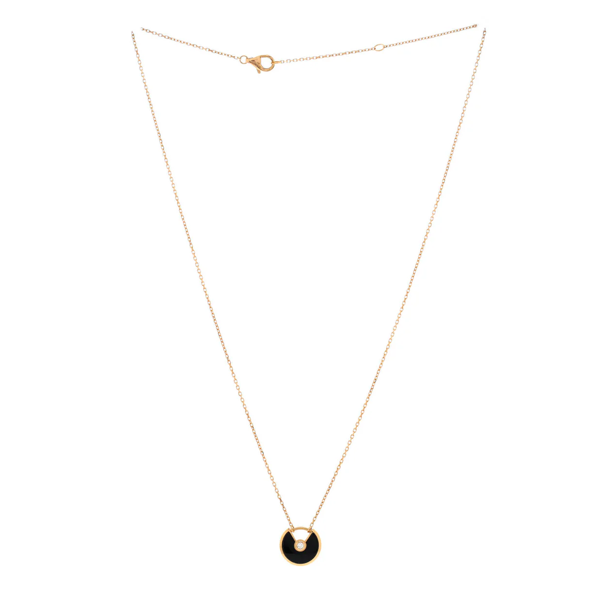 Amulette de Cartier Pendant Necklace 18K Rose Gold with Onyx and Diamond XS - Deep Luxury