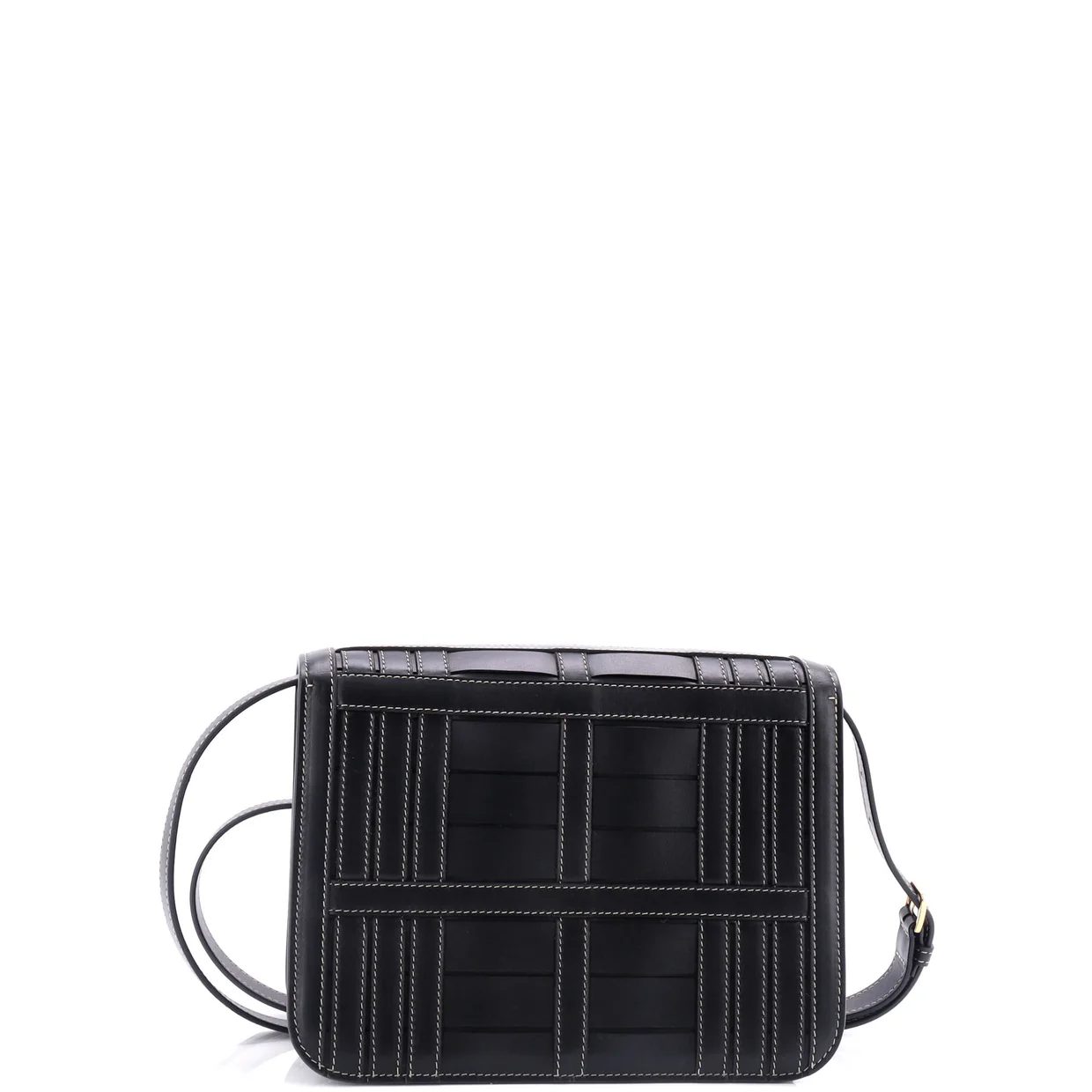 TB Flap Bag Woven Leather Medium - Deep Luxury