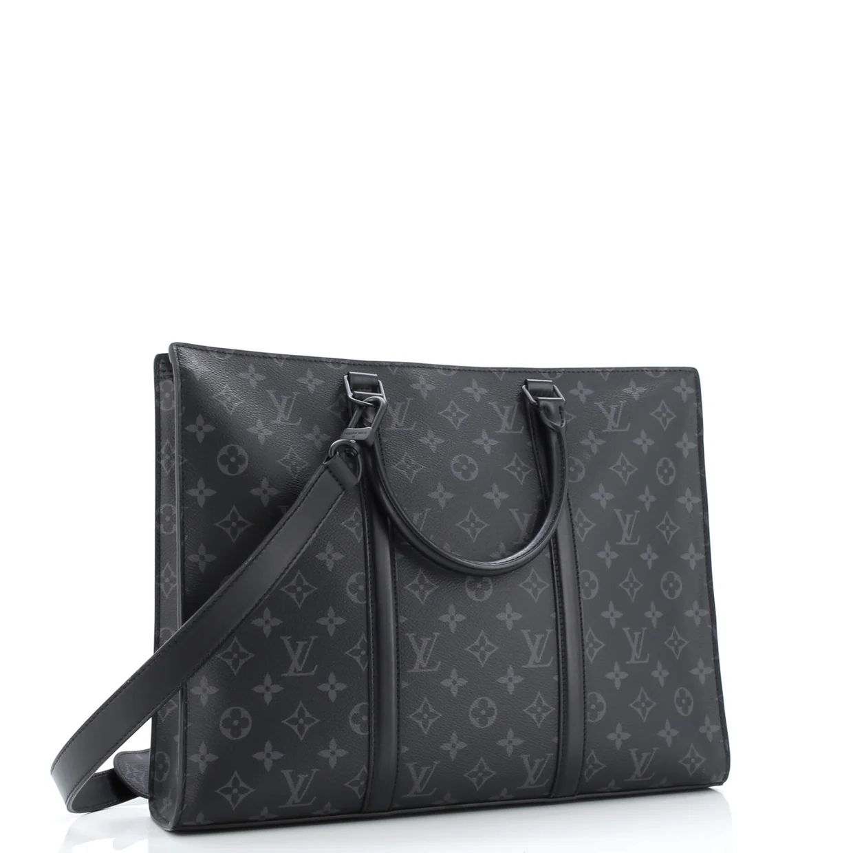 Sac Plat Zipper Tote Monogram Eclipse Canvas Horizontal - Deep Luxury