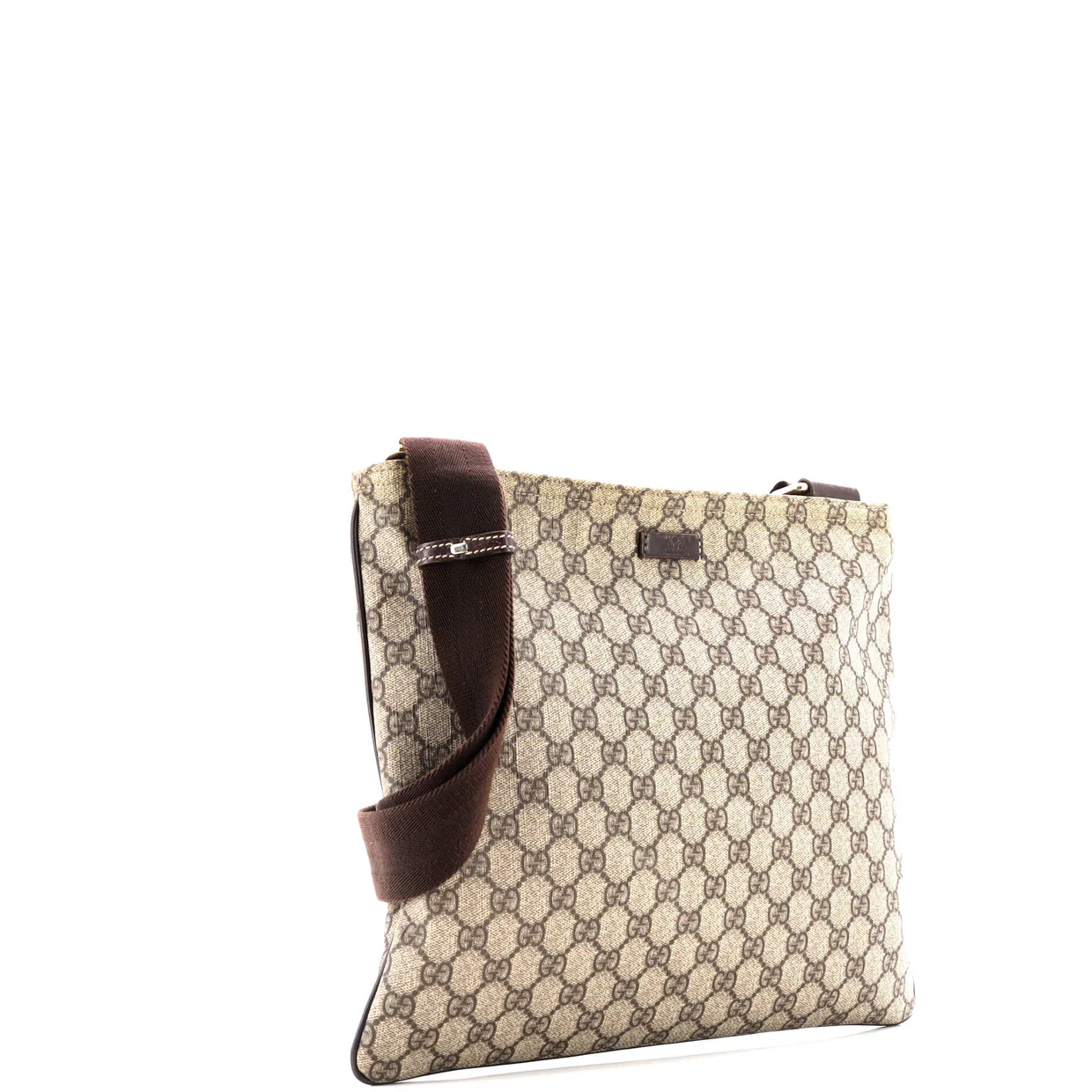 Zip Top Messenger Bag GG Coated Canvas Large - Deep Luxury