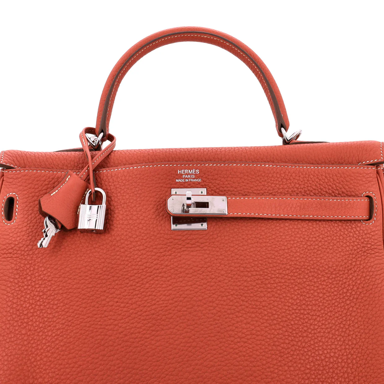 Kelly Amazone Handbag Sanguine Clemence with Palladium Hardware 35 - Deep Luxury