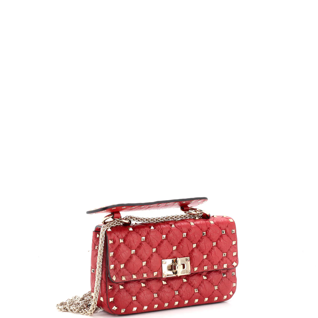 Rockstud Spike Flap Bag Crystal Embellished Quilted Leather Small - Deep Luxury