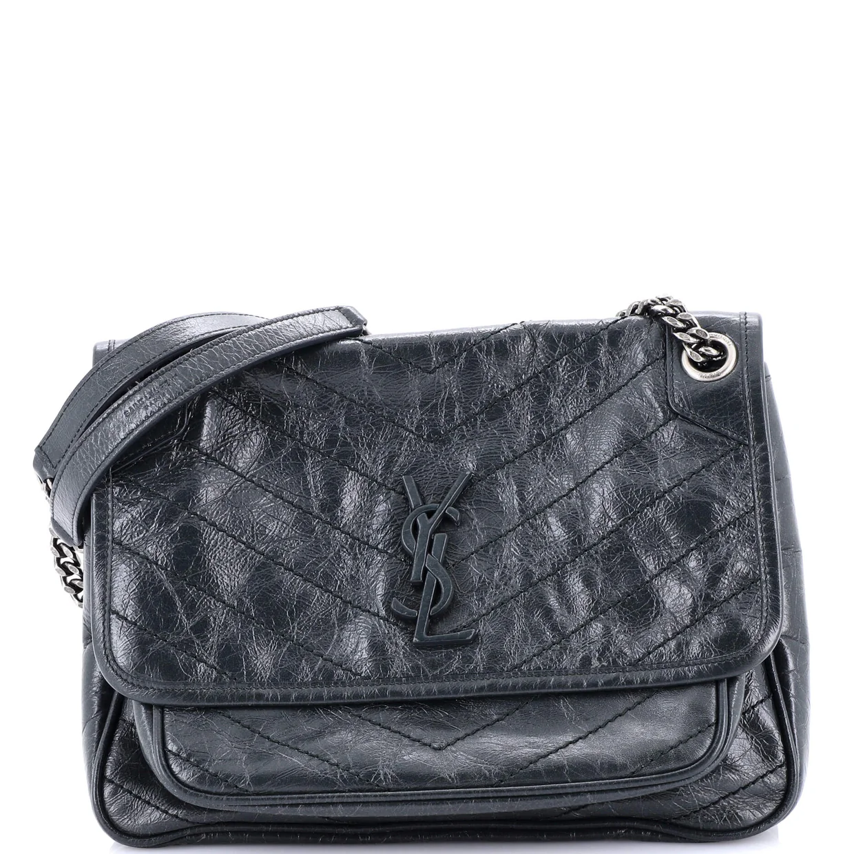 Niki Chain Flap Bag Matelasse Chevron Leather Medium - Deep Luxury