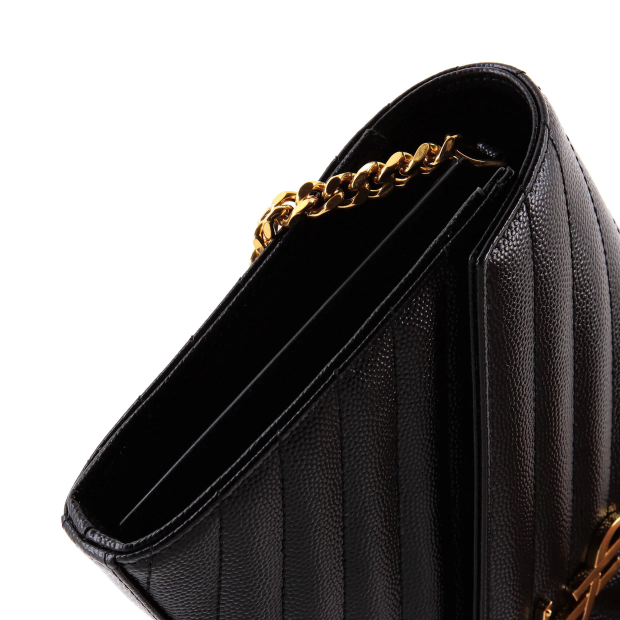 Classic Monogram Wallet on Chain Matelasse Chevron Leather Medium - Deep Luxury