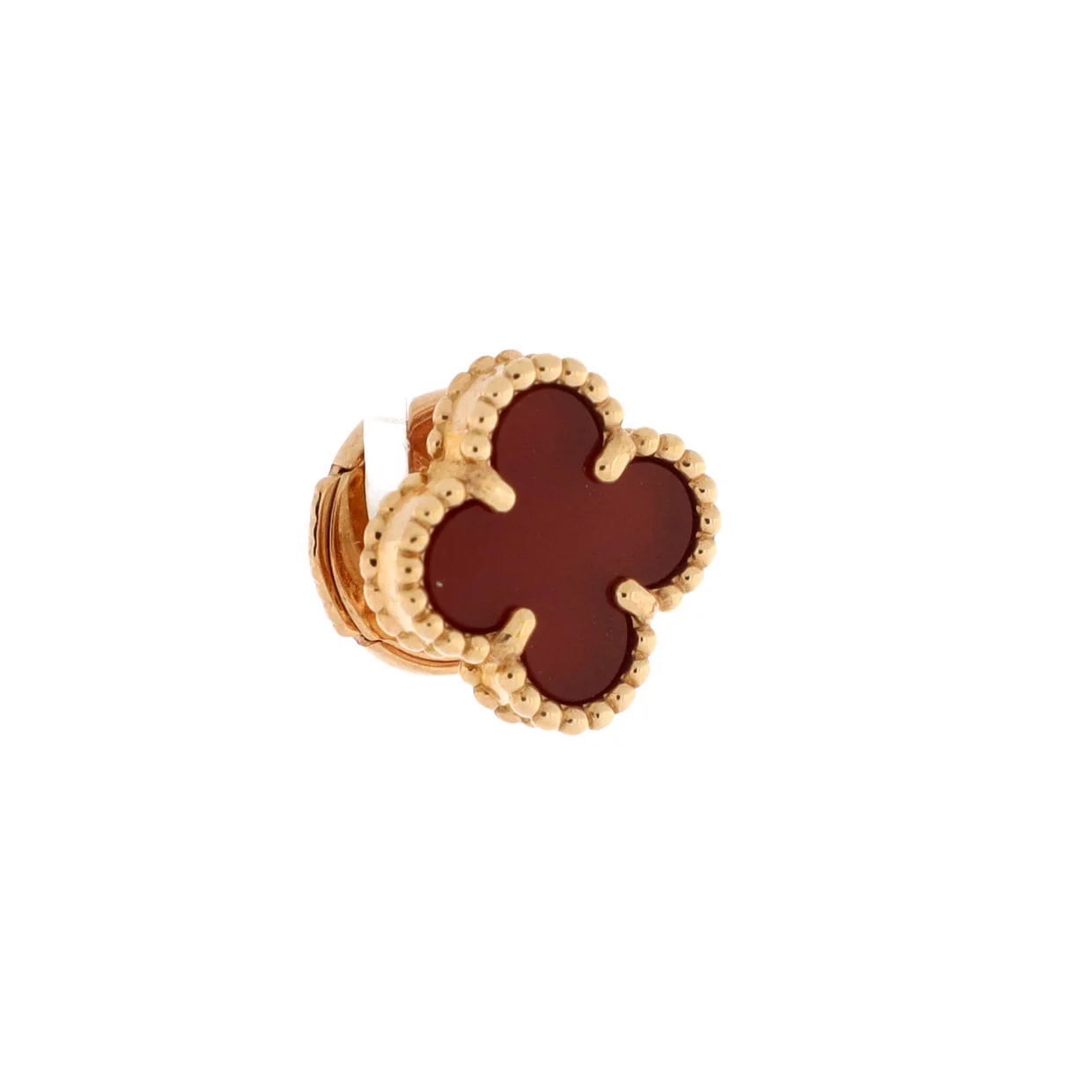 Sweet Alhambra Stud Earrings 18K Rose Gold and Carnelian - Deep Luxury